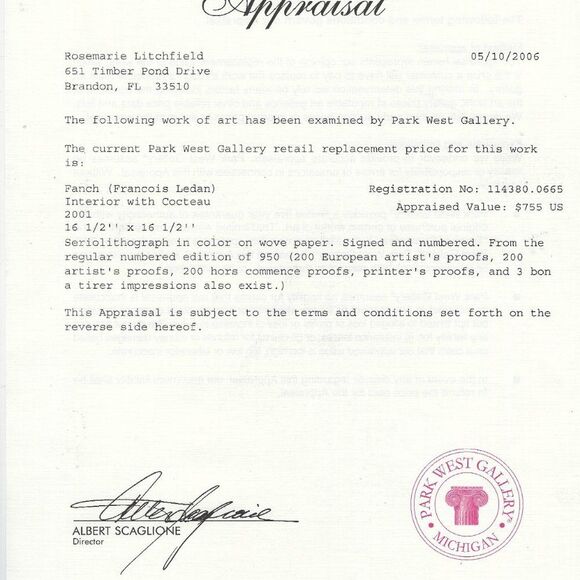 "Interior with Cocteau" by Francois Ledan (Franch) - Picture 6 of 7